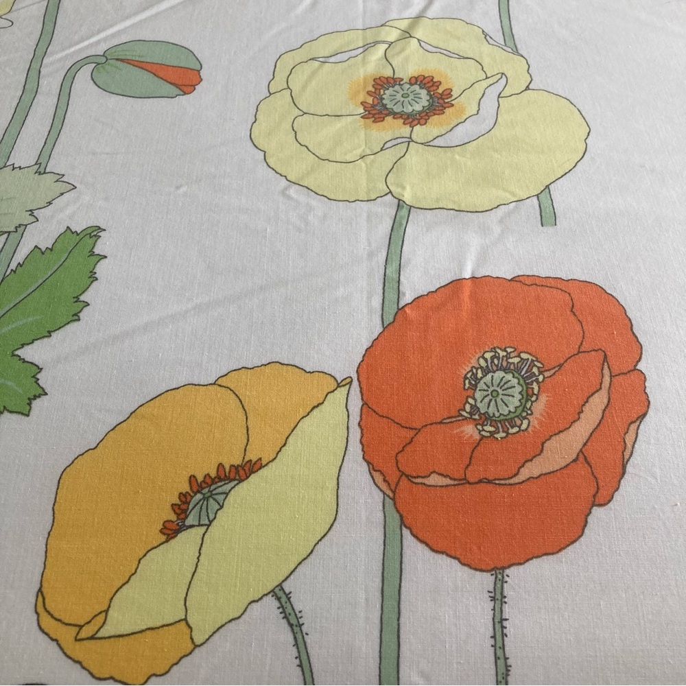 Vintage Wamsutta Ultracale Jay Yang Growing Poppies Queen fitted 50/50